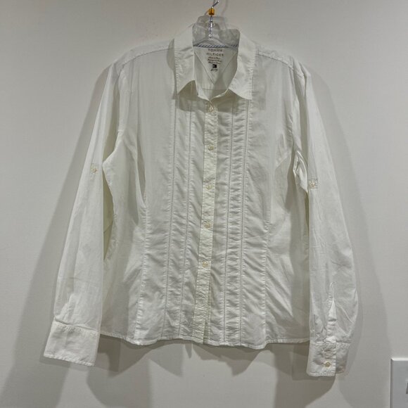 Tommy Hilfiger Long Sleeve Button-front Blouse Size Large  Romantic Style - Picture 2 of 8